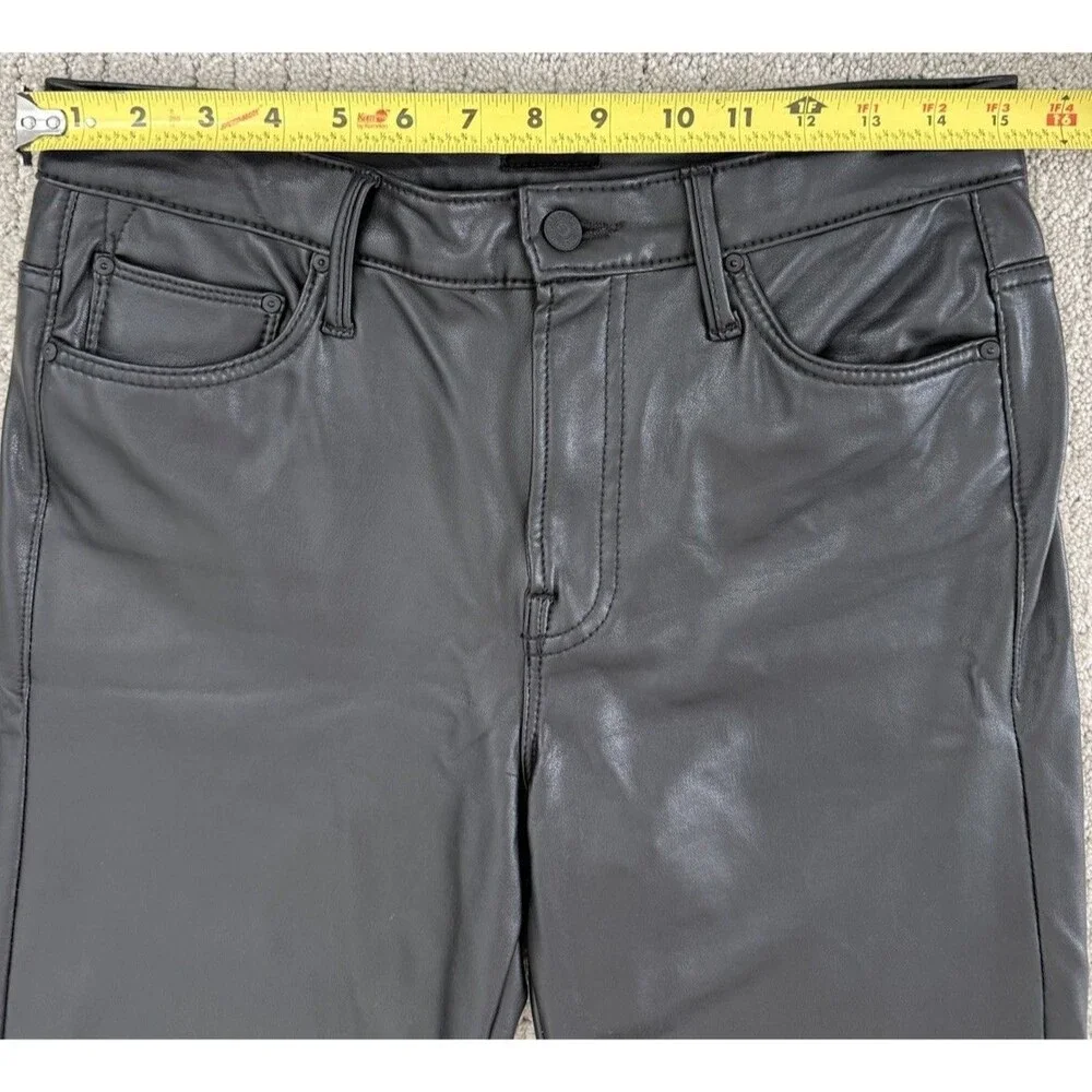 MOTHER The Insider Ankle Faux Show Pants 29 Black Faux Leather Cropped Flare